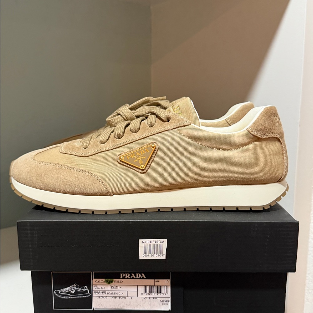 Prada Rank Sneaker Shoes New NIB Corda Tan Calzature Uomo Men’s - Picture 13 of 14